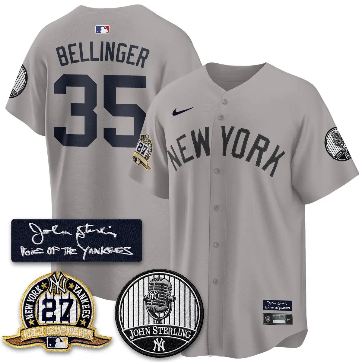 NYY John Sterling Tribute Patch Vapor Premier Limited Jersey - Stitched by New York Yankees