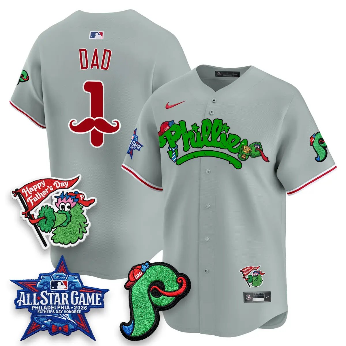 PHI Happy Father's Day Vapor Jersey - Stitched by Philadelphia Phillies
