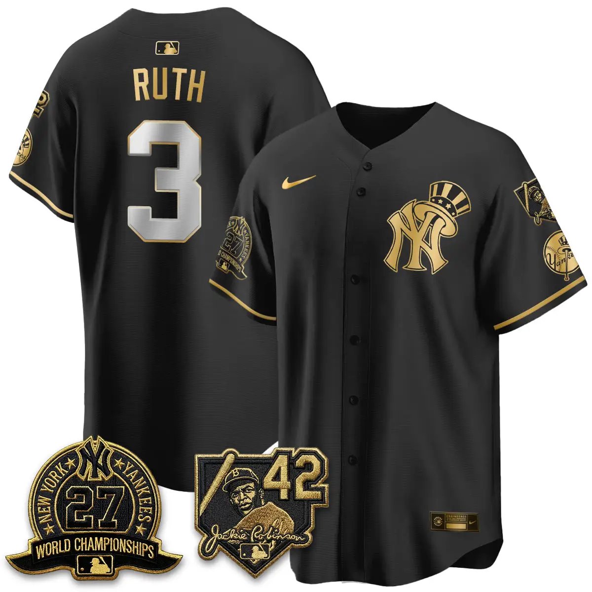 New York Yankees 2026 Jackie Robinson Day Vapor Limited Gold Edition Jersey - All Stitched - V2 by New York Yankees