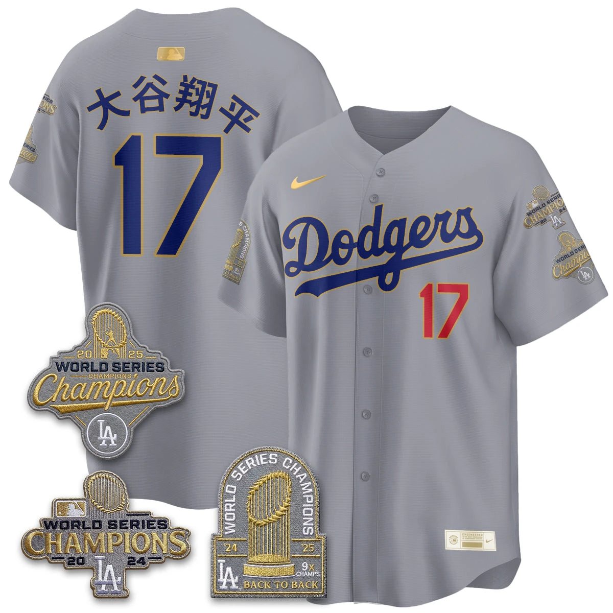 Los Angeles Dodgers Gold Collection Stadium Vapor Limited Jersey - Back to Back 9x Champs - All Stitched by Los Angeles Dodgers
