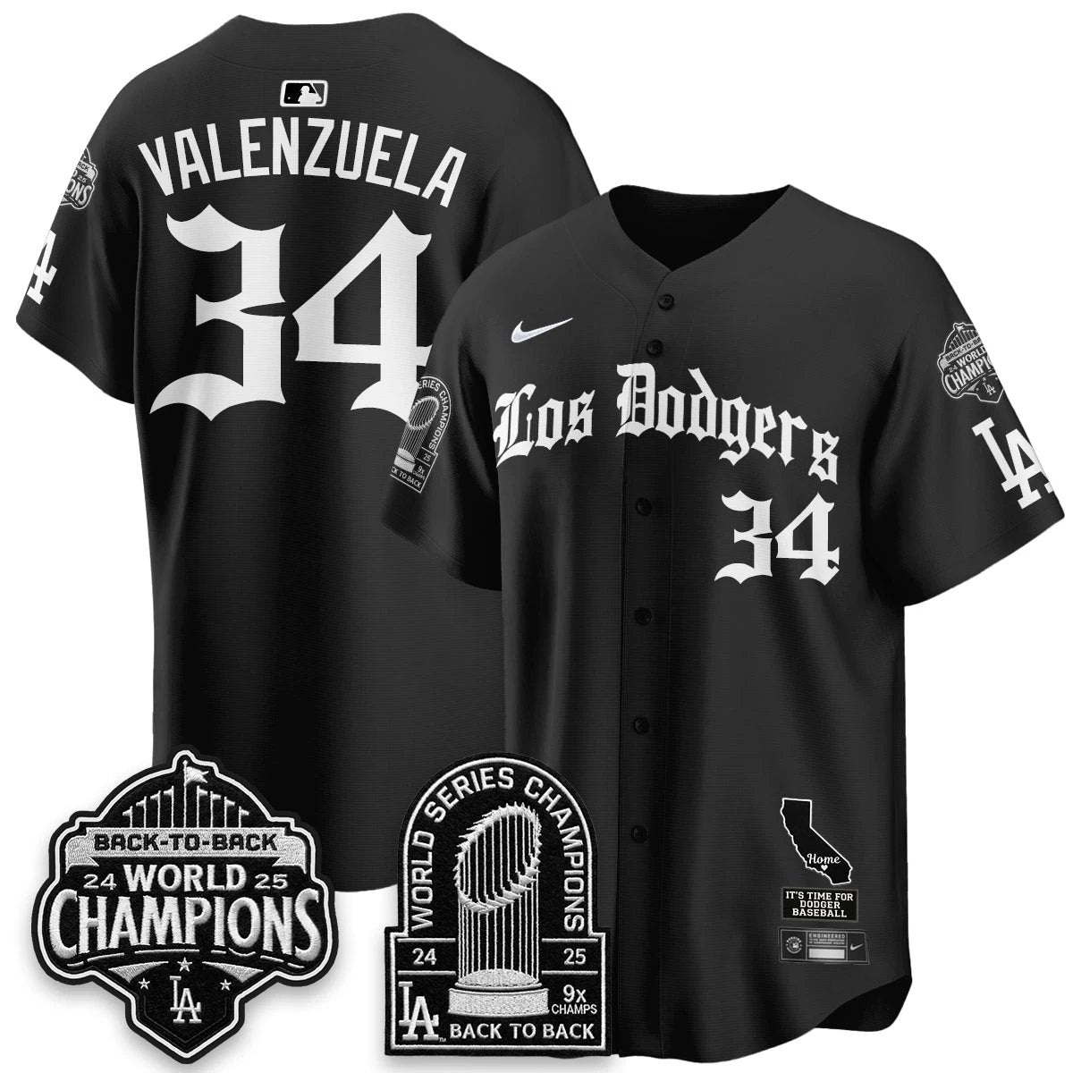 Los Angeles Dodgers World Series Champions Vapor Premier Limited Gothic Edition Jersey - All Stitched by Los Angeles Dodgers