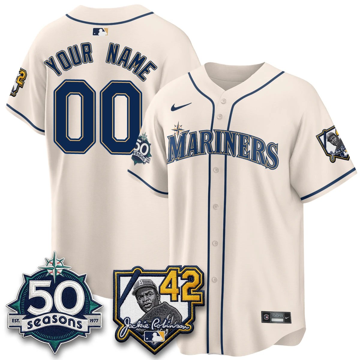 SEA 2026 Jackie Robinson New Era Vapor Custom Limited Jersey - All Stitched by Seattle Mariners