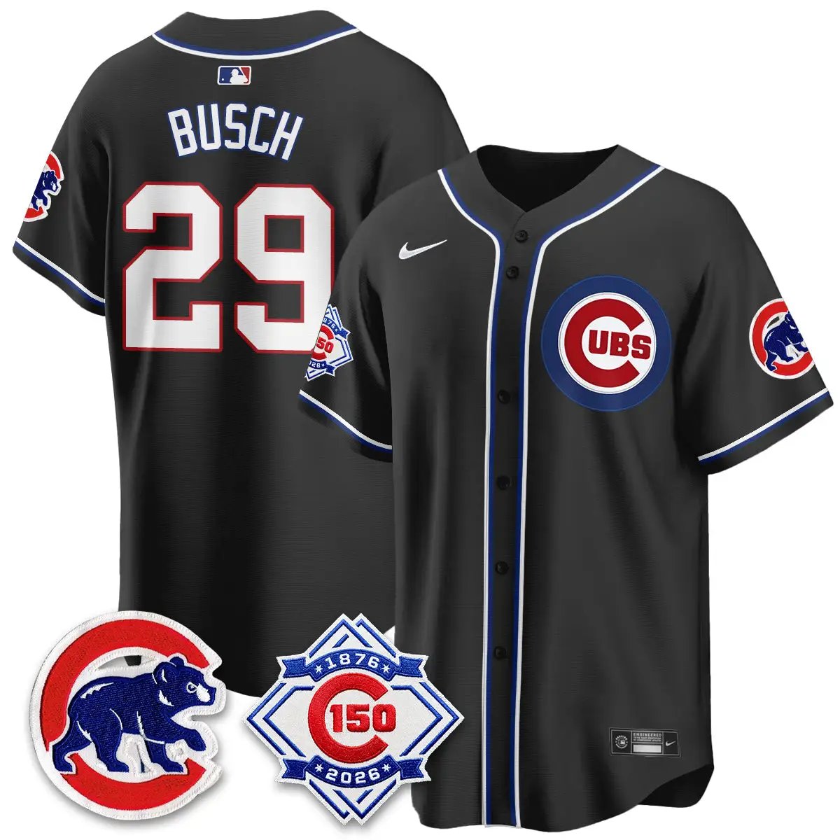 Chicago Cubs 150th Anniversary Black Out Style Vapor Premier Limited Jersey - All Stitched by Chicago Cubs