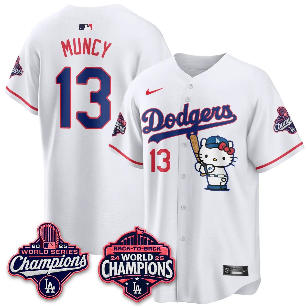LAD x Hello Kitty Night 2026 Vapor White Jersey - All Stitched by Los Angeles Dodgers