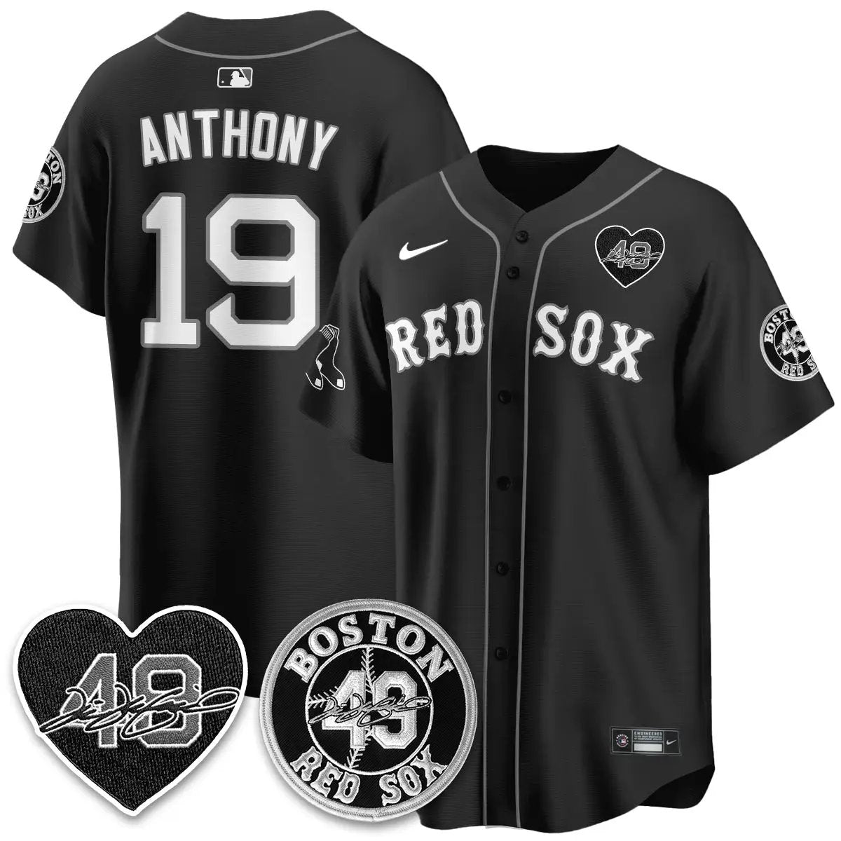 BOS Tim Wakefield Memorial Patch Vaper Premier Limited Gold Jersey - All Stitched by Boston Red Sox