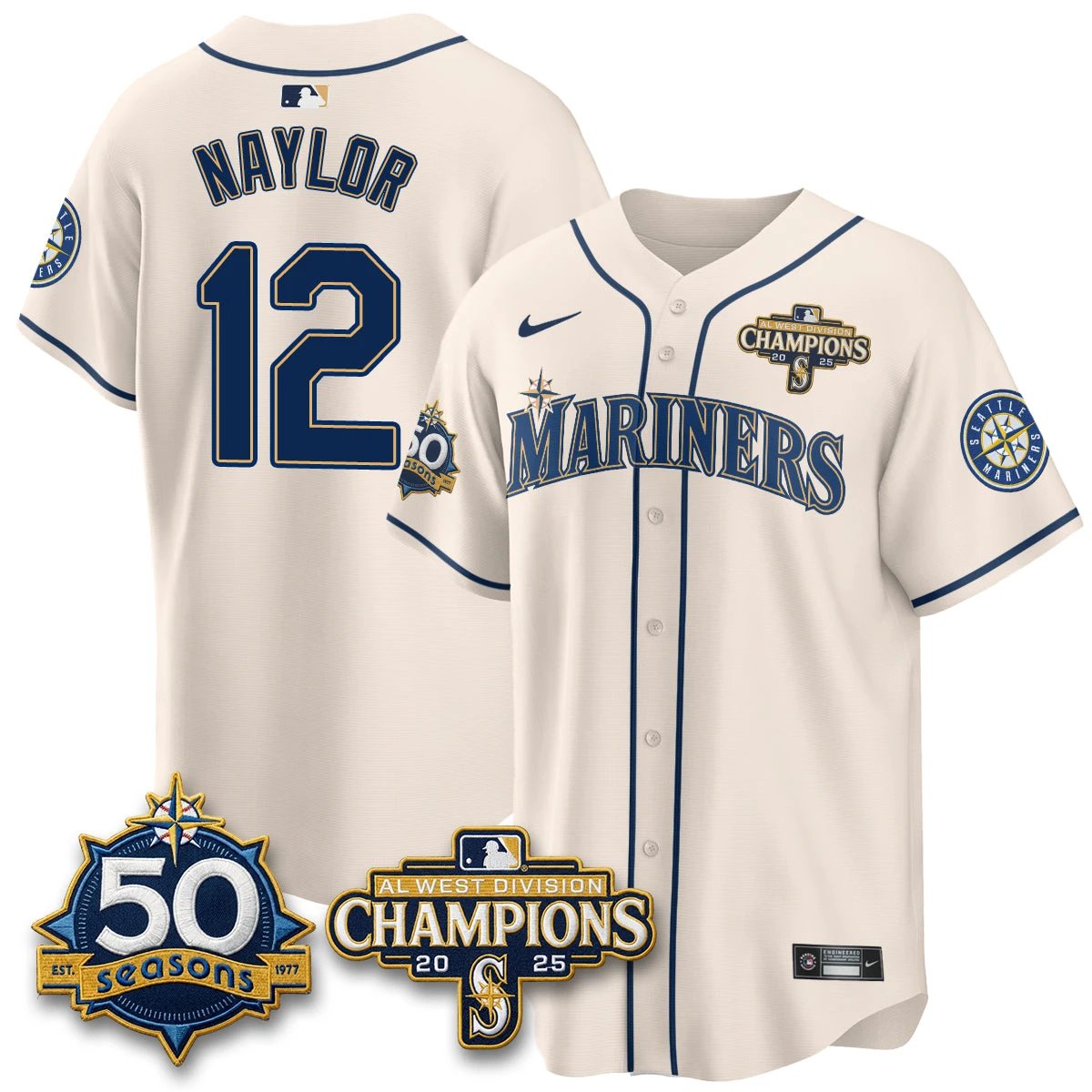Seattle Mariners Vapor Premier Limited Jersey - 50th Anniversary & AL West Division Champions - Steelheads Community Funds - All Stitched by Seattle Mariners