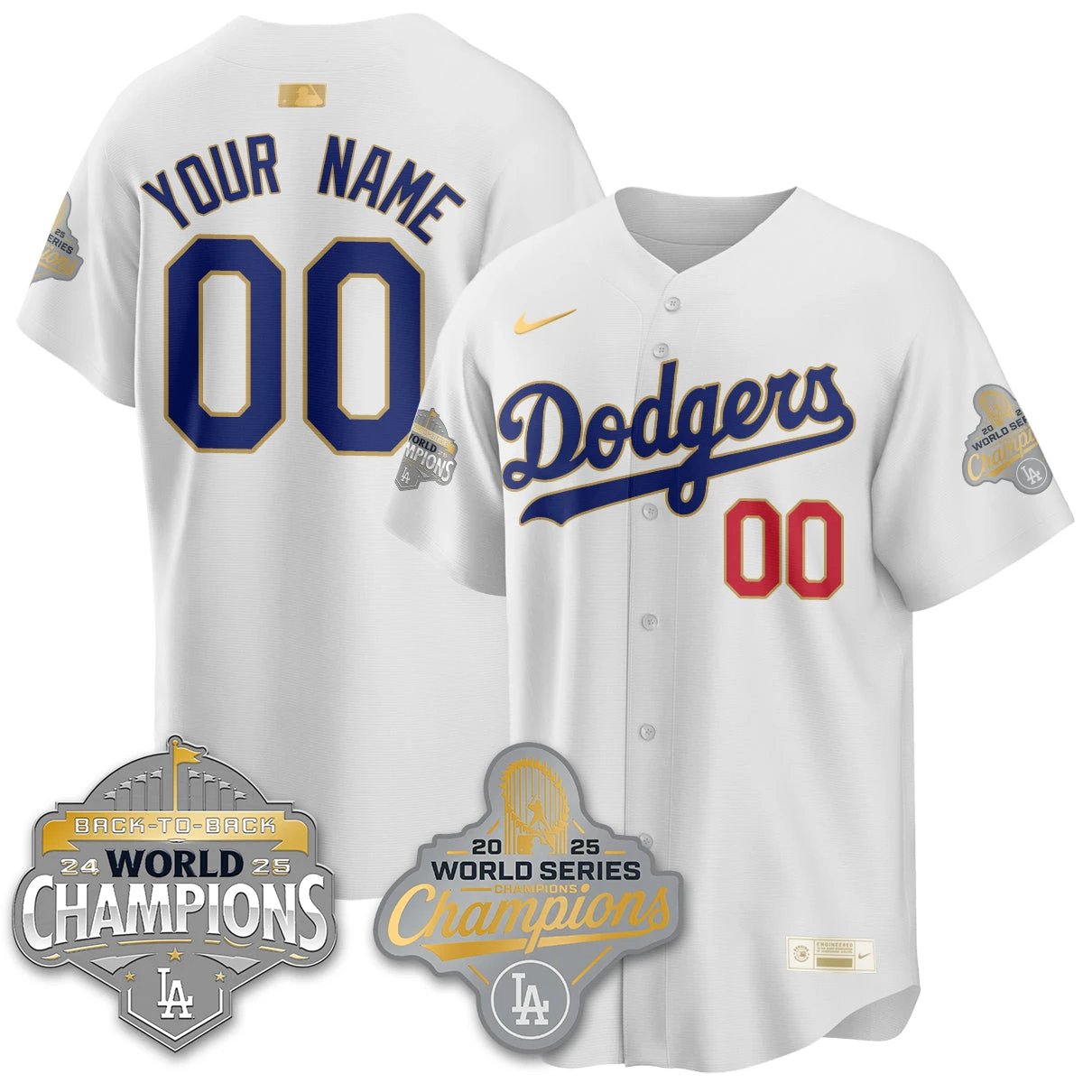 Custom LAD Gold Collection Stadium Vapor Limited Jersey - B2B Champs - All Stitched by Dodgers