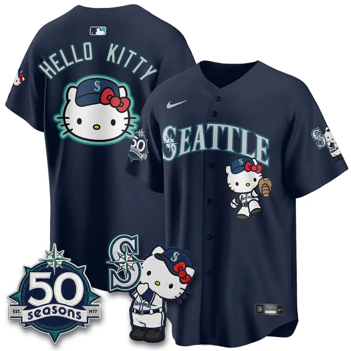 SEA x Meow KT Night Limited Jersey - All Stitched V2 by Seattle Mariners