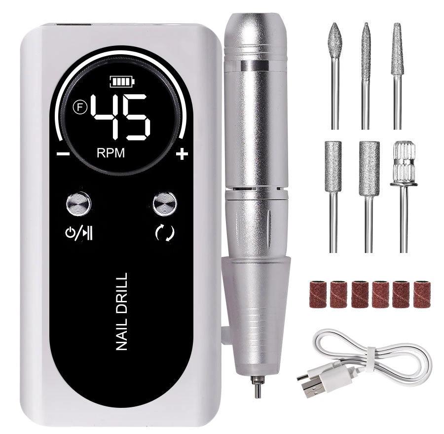 ProNail 45000RPM Electric Nail File – Portable Rechargeable E-File for Manicure & Acrylic Nails | Low Noise by BowLift