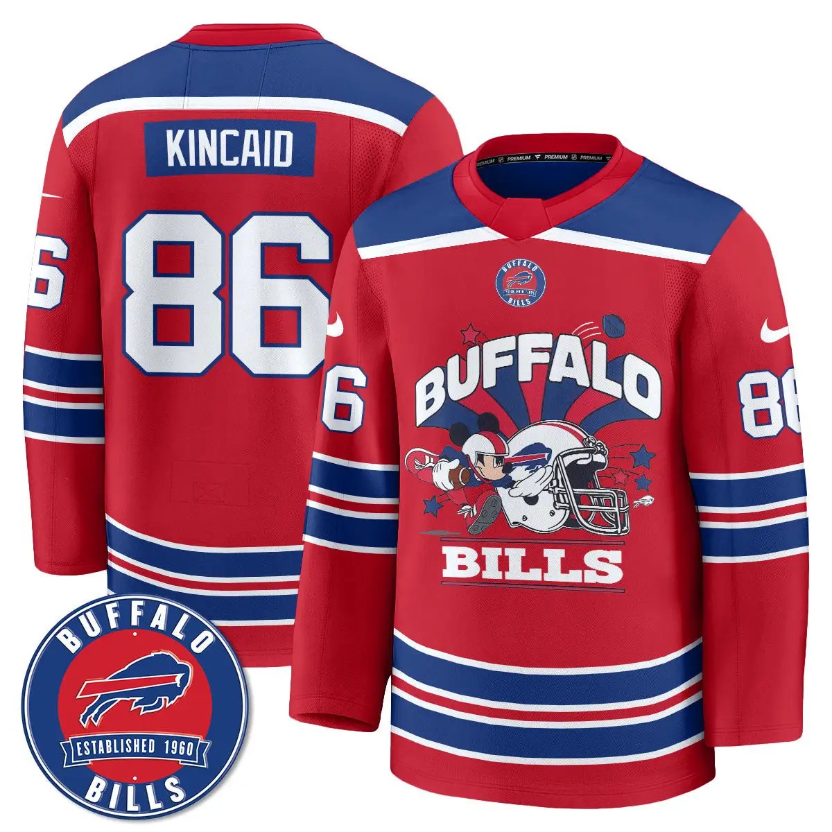 BUF x Cartoon Mouse Edition Hockey Jersey - Printed by Buffalo Bills