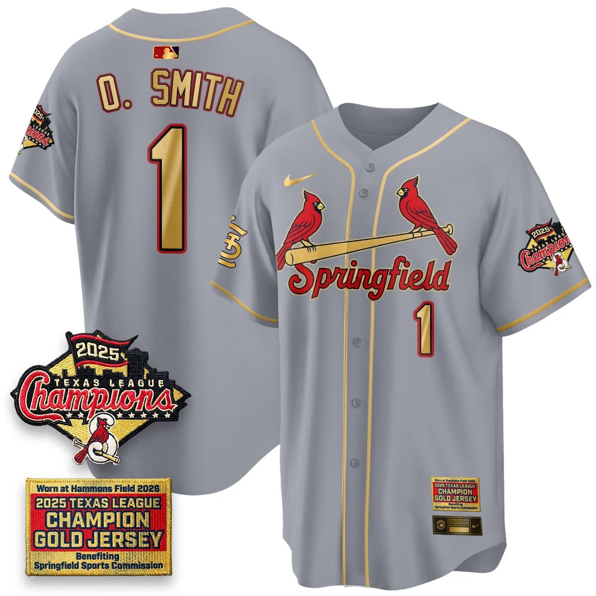 St. Louis Cardinals Springfield's Championship Gold Limited Jerseys - All Stitched by St. Louis Cardinals
