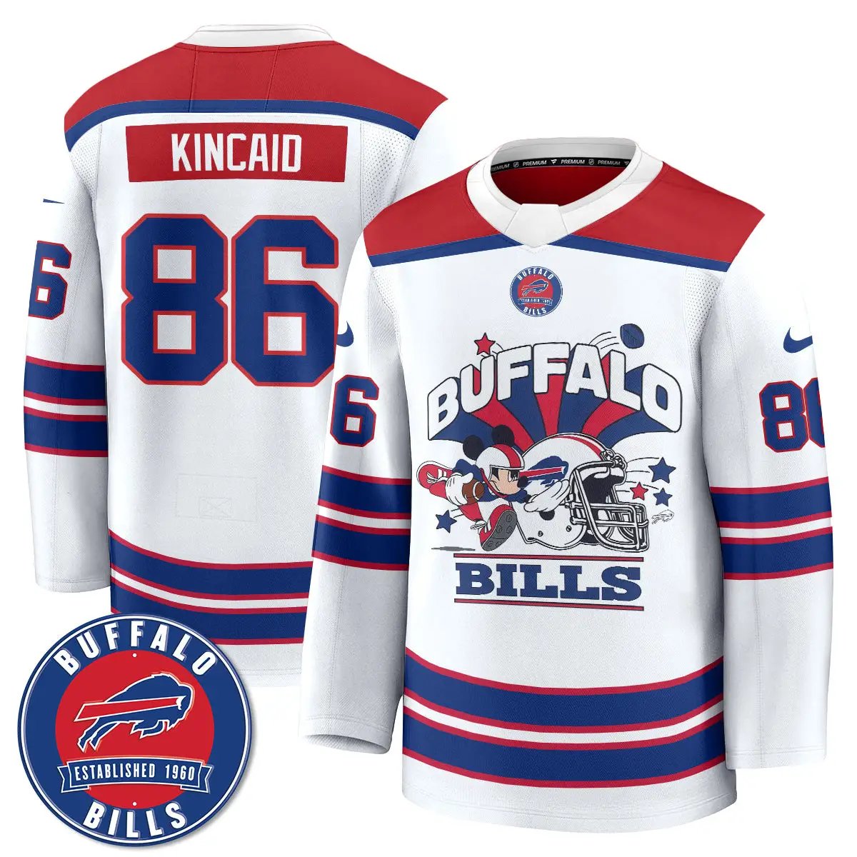 BUF x Cartoon Mouse Edition Hockey Jersey - Printed by Buffalo Bills