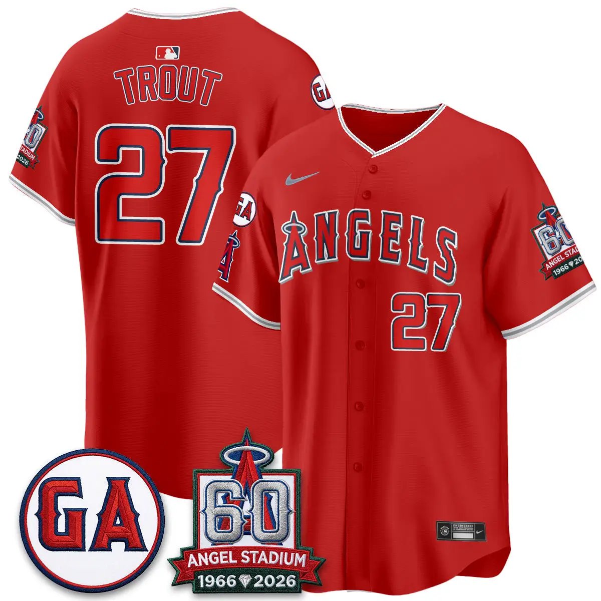 LAA 60th Anniversary Vapor Jersey - All Stitched V3 by Los Angeles Angels