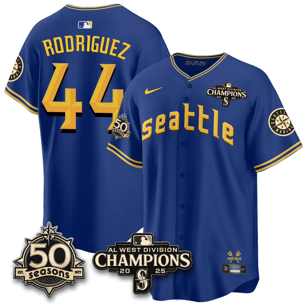 Seattle Mariners Vapor Premier Limited Jersey - 50th Anniversary & AL West Division Champions - Steelheads Community Funds - All Stitched by Seattle Mariners