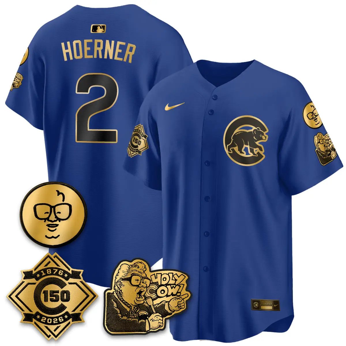 CHC 150th Anniversary Harry Caray Holy Cow Vapor Premier Limited Jersey - All Stitched V3 by Chicago Cubs