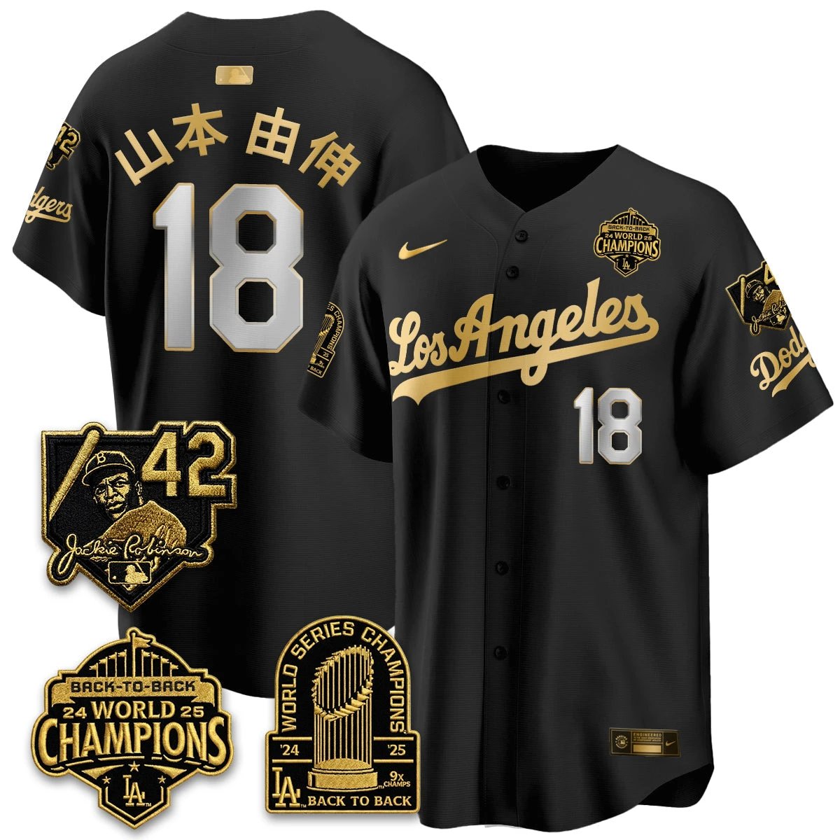 Los Angeles Dodgers 2026 New Era Gold Collection Vapor Limited Jersey - B2B Champs - All Stitched by Los Angeles Dodgers
