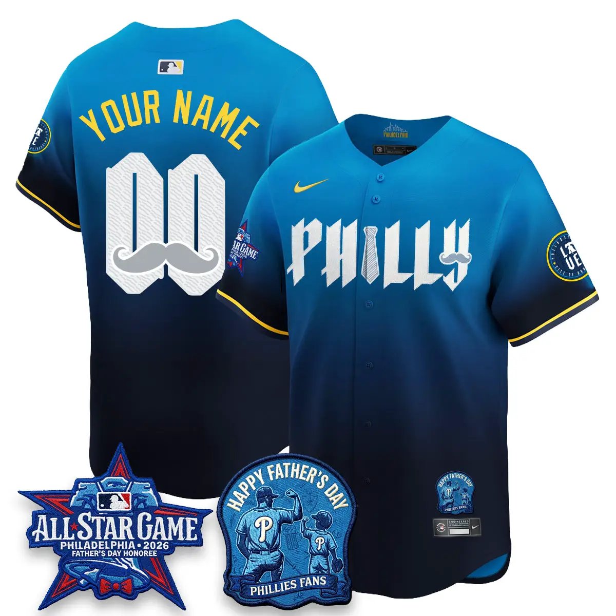 PHI Happy Father's Day Vapor Custom Jersey - Stitched by Philadelphia Phillies