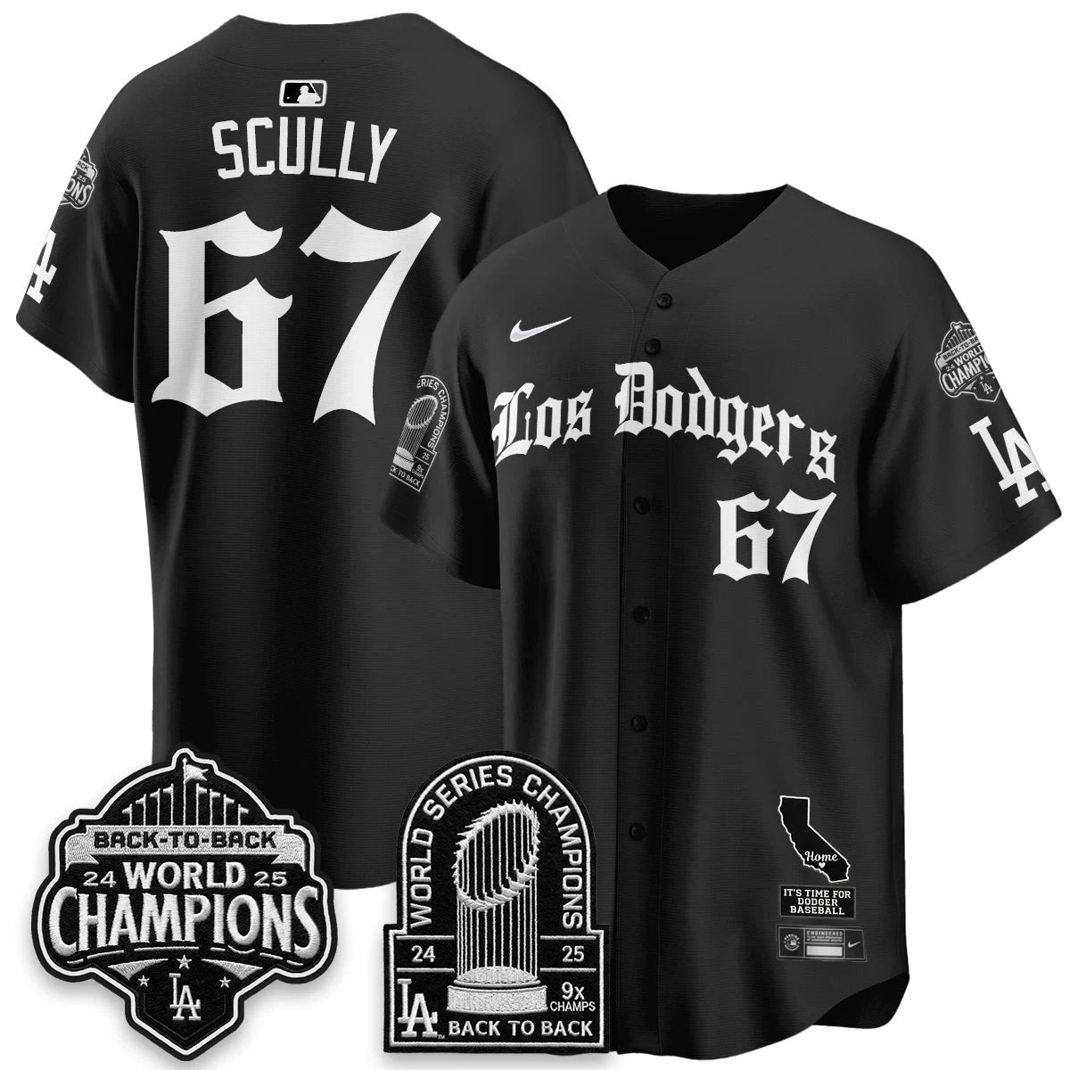 Los Angeles Dodgers World Series Champions Vapor Premier Limited Gothic Edition Jersey - All Stitched by Los Angeles Dodgers