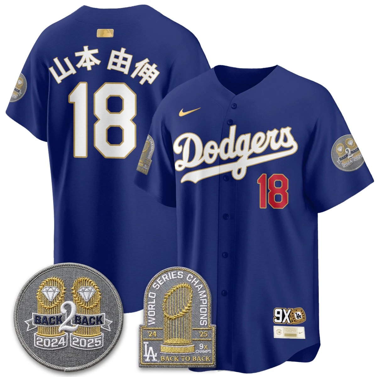 LAD Vapor Limited Jersey - Back to Back Champion - All Stitched by Los Angeles Dodgers