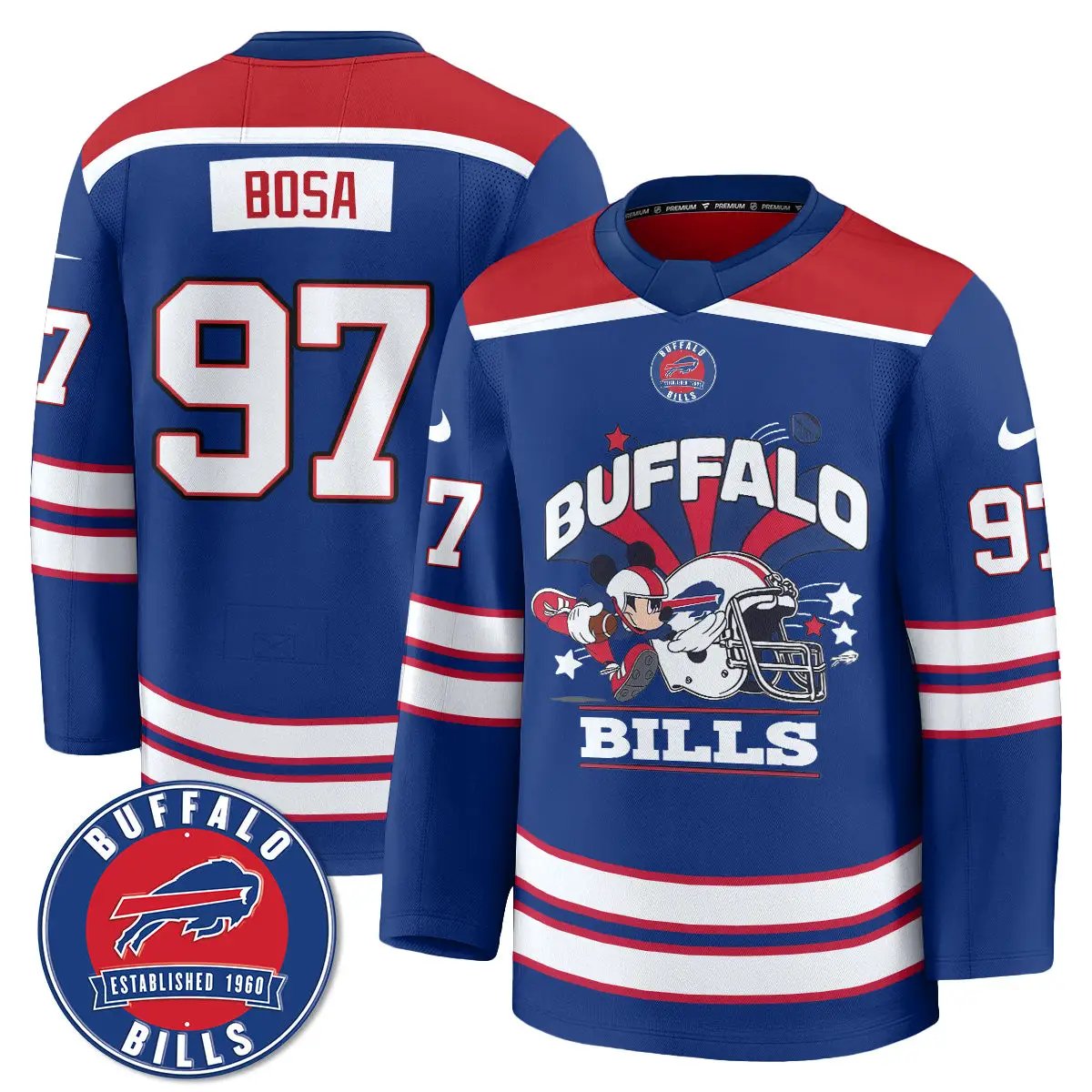 BUF x Cartoon Mouse Edition Hockey Jersey - Printed by Buffalo Bills