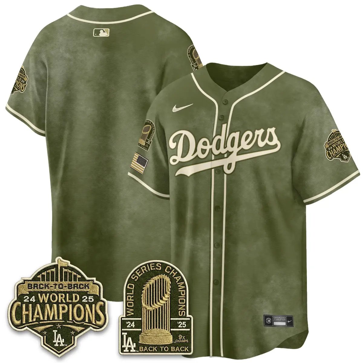 LAD New Era Olive 2026 Armed Forces Day Jersey -All Stitched by Los Angeles Dodgers