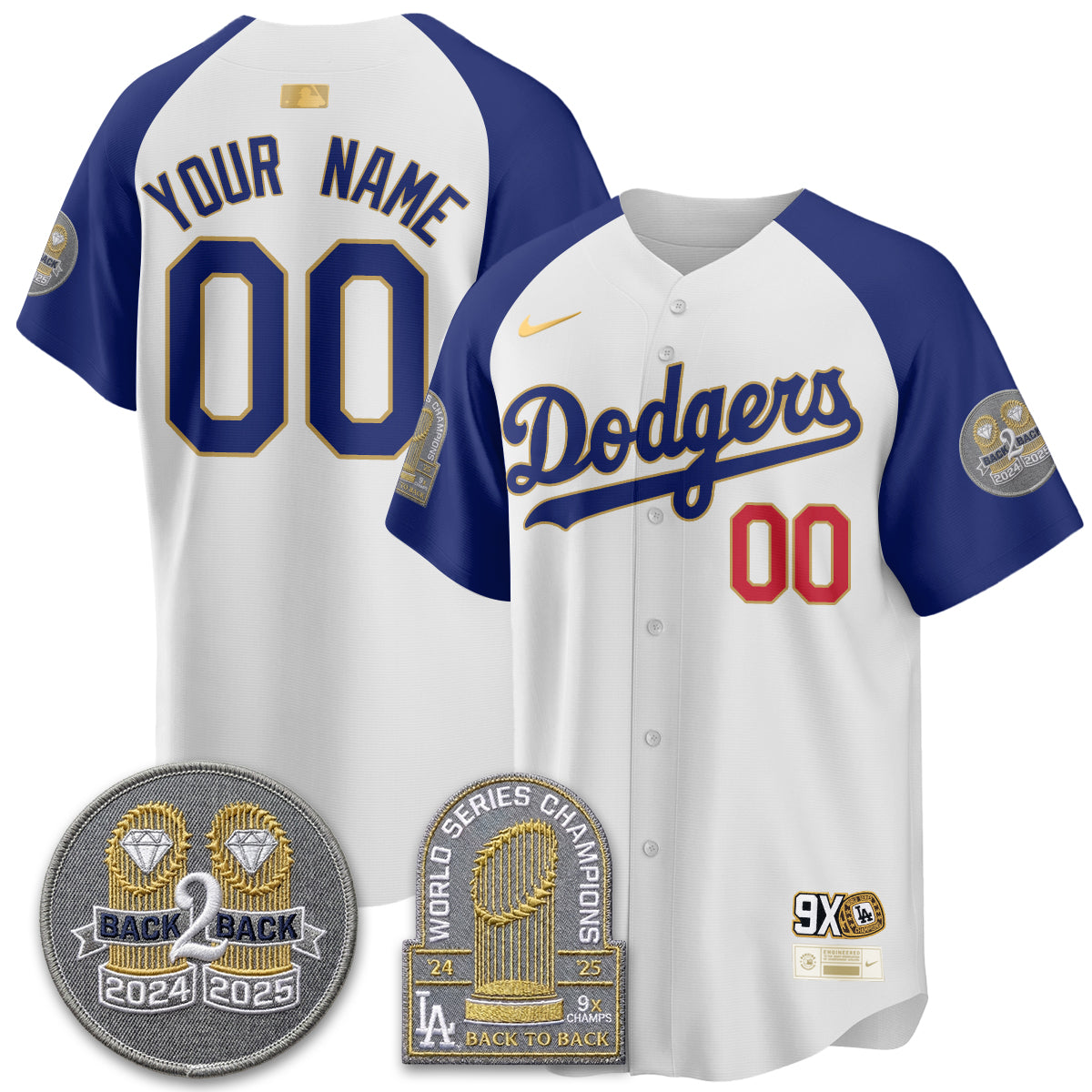LAD Vapor Limited Custom Jersey - Back to Back Champion - All Stitched by Los Angeles Dodgers