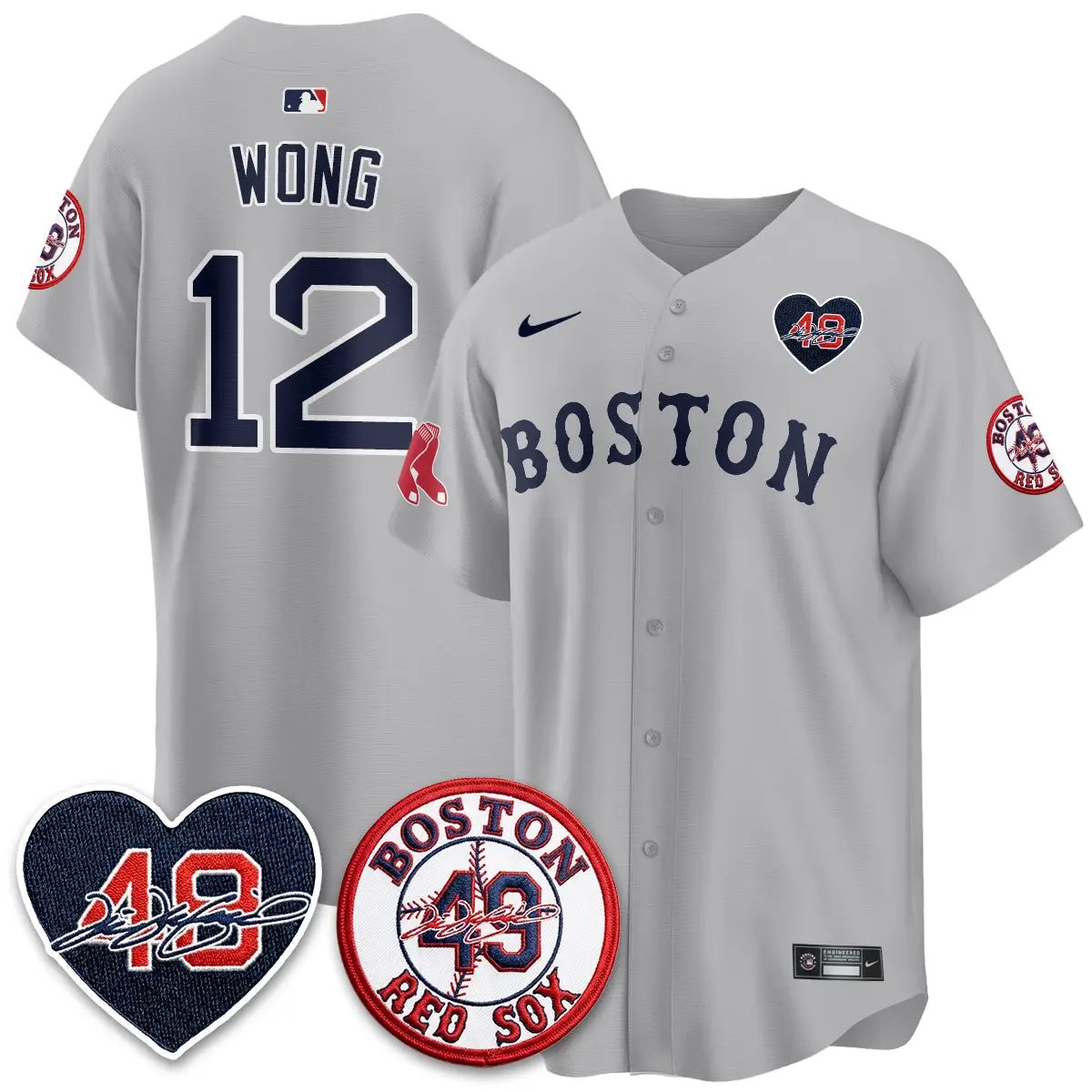 BOS Tim Wakefield Memorial Patch Vaper Premier Limited Gold Jersey - All Stitched by Boston Red Sox