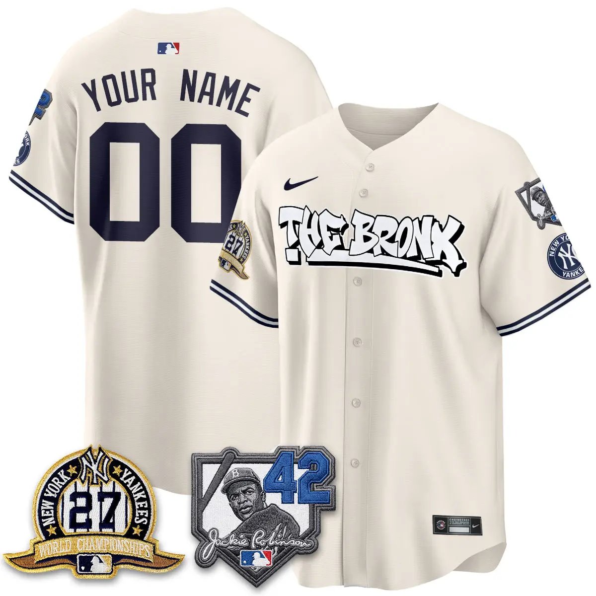 New York Yankees The Bronx 2026 Jackie Robinson Day Vapor Limited Custom Jersey - All Stitched by New York Yankees