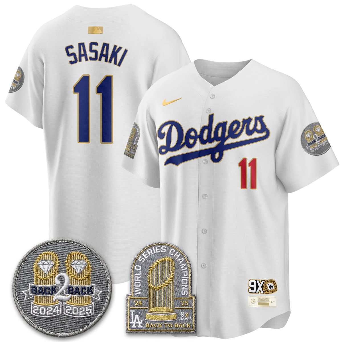 LAD Vapor Limited Jersey - Back to Back Champion - All Stitched by Los Angeles Dodgers