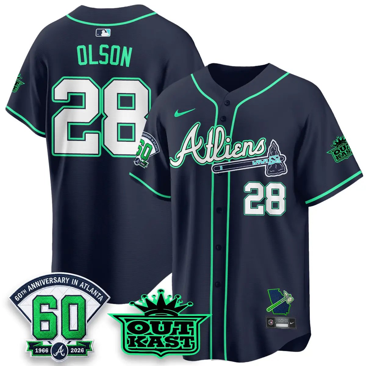 ATL x Atliens Cool Base Galaxy Version Jersey - Stitched (2) by Atlanta Braves