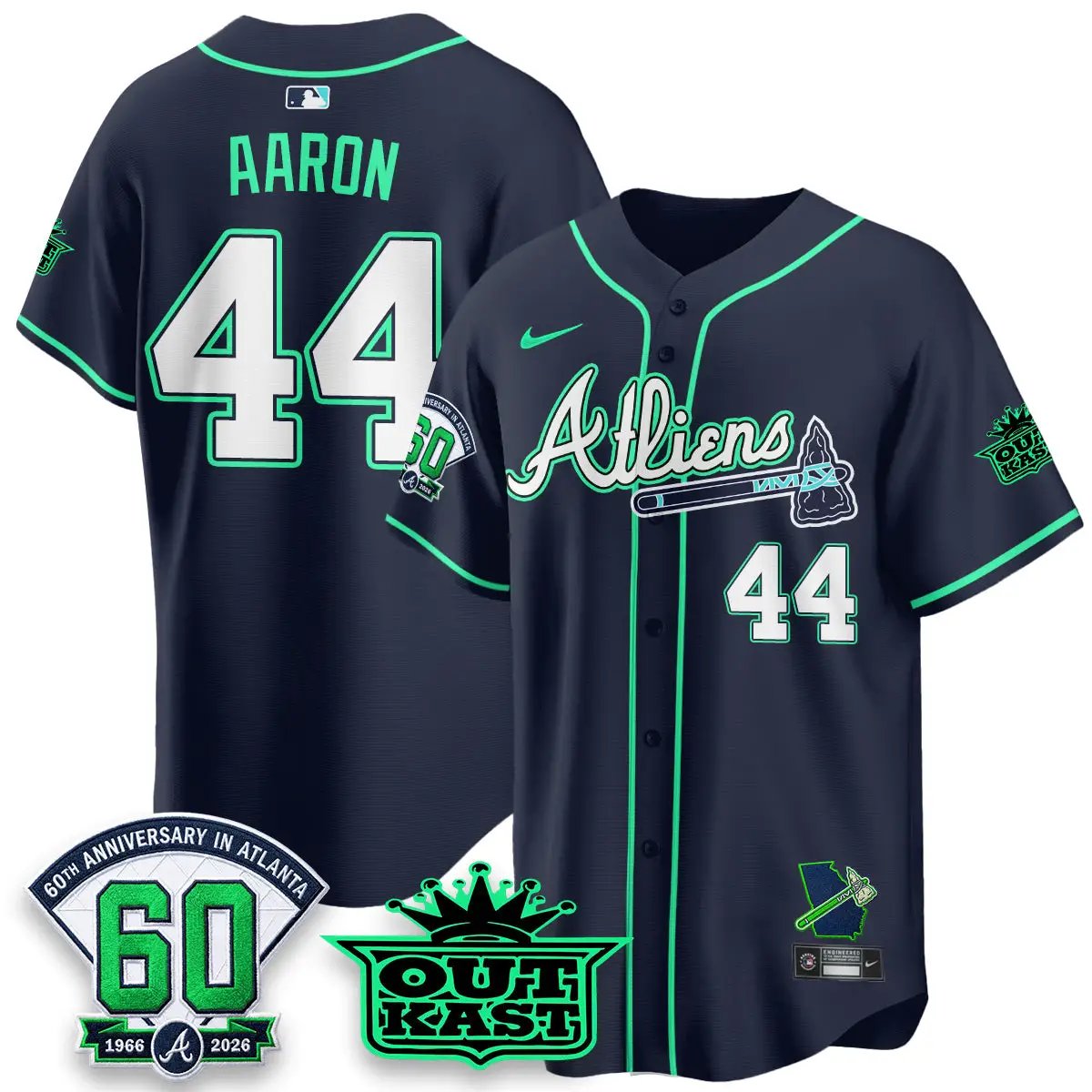 ATL x Atliens Cool Base Galaxy Version Jersey - Stitched (2) by Atlanta Braves