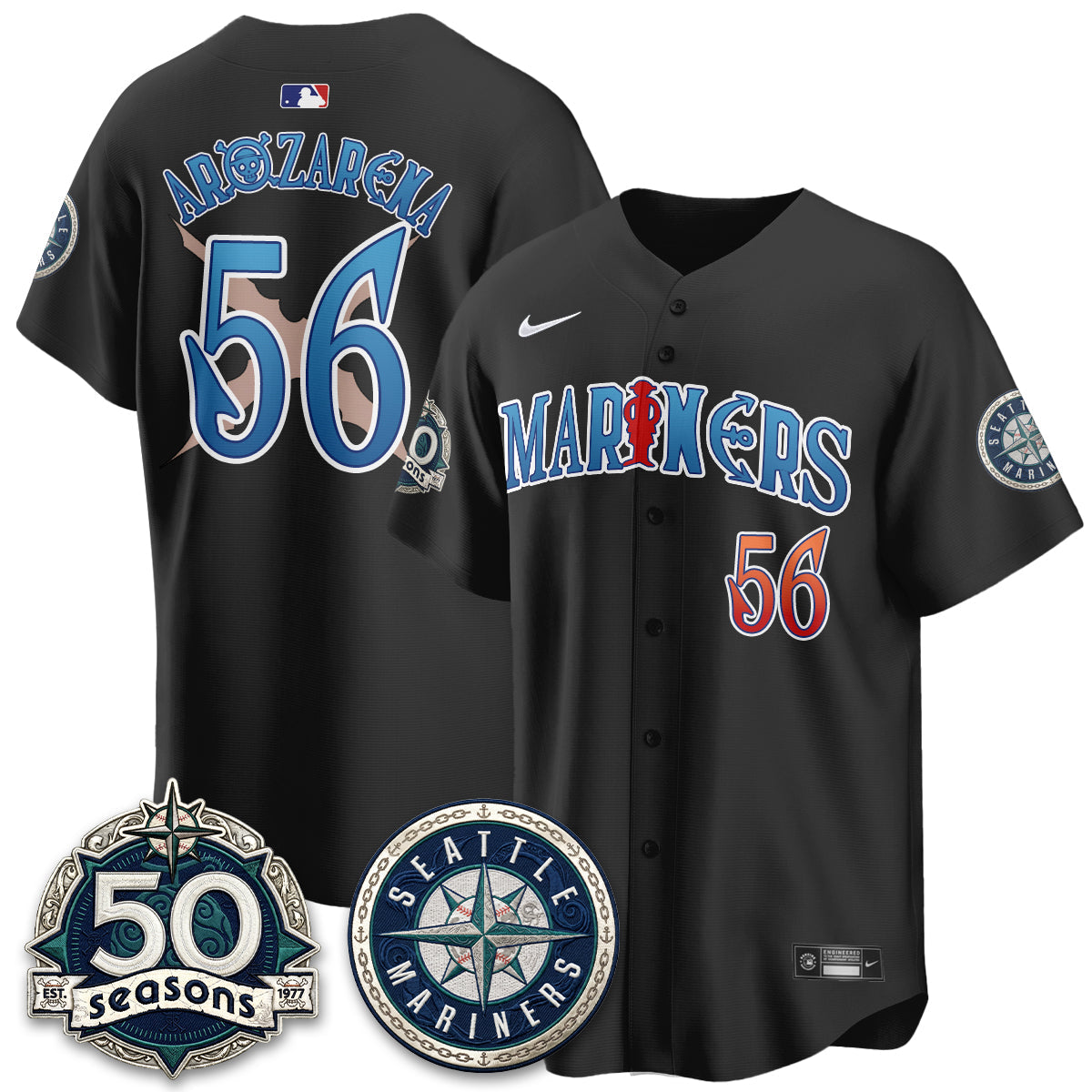 Seattle Mariners x Japanese Cartoon Vapor Limited Jersey - Stitched by Seattle Mariners