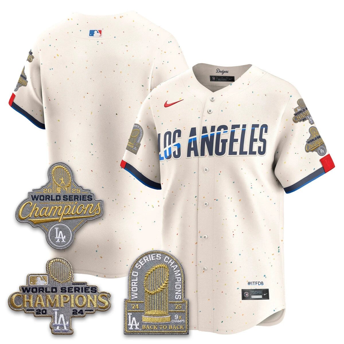 Los Angeles Dodgers Gold Collection Stadium Vapor Limited Jersey - Back to Back 9x Champs - All Stitched by Los Angeles Dodgers