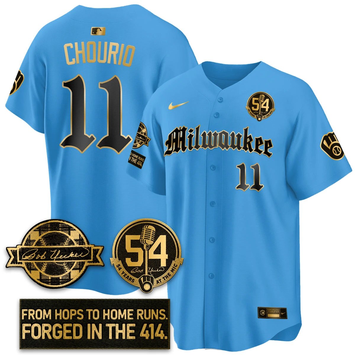MIL Bob Uecker Patch Vapor Premier Limited Jersey - Gothic Edition - All Stitched by Milwaukee Brewers