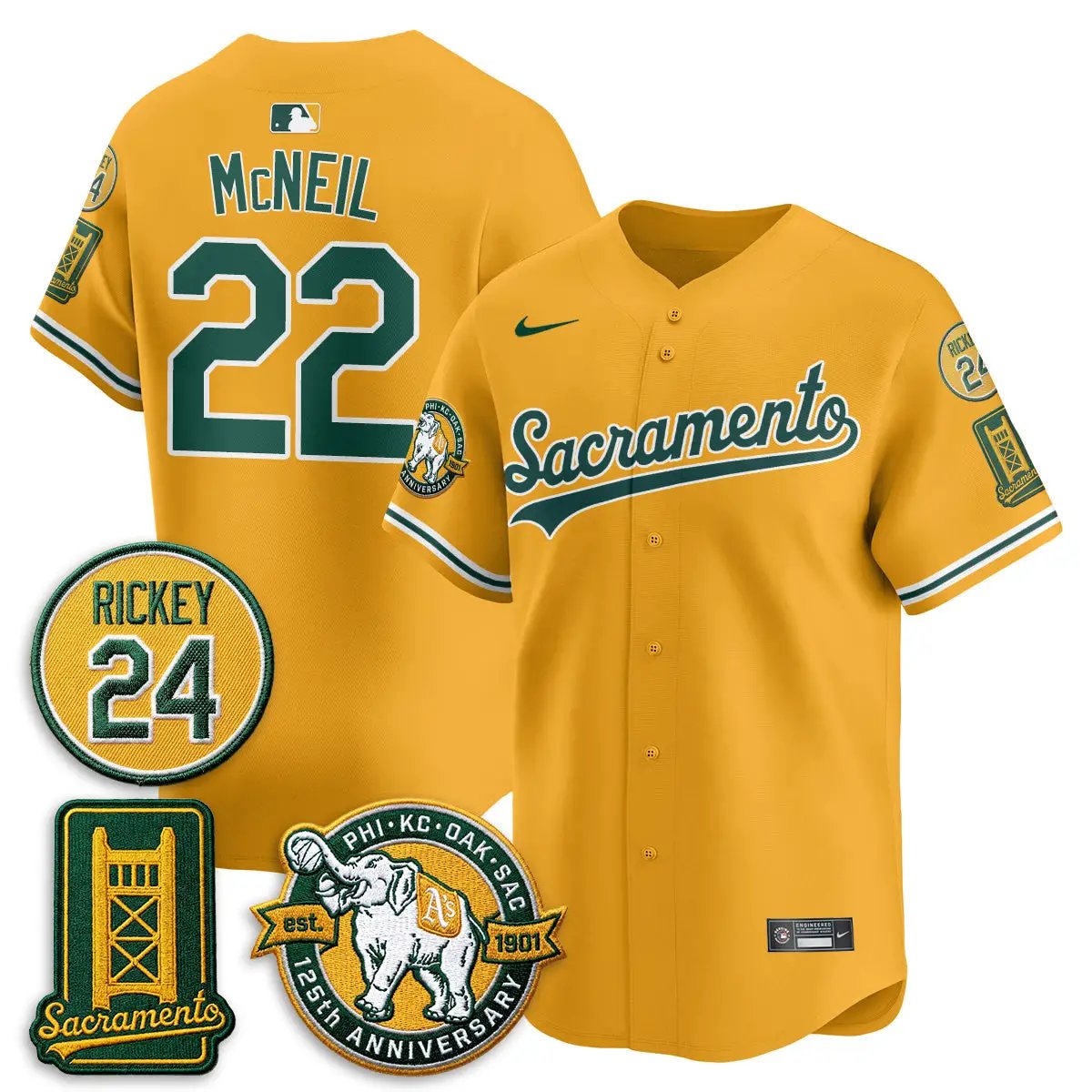 OAK 2026 Alternate Sacramento - Celebrating 125 Years - Limited Vapor Green Jersey - All Stitched by Oakland Athletics