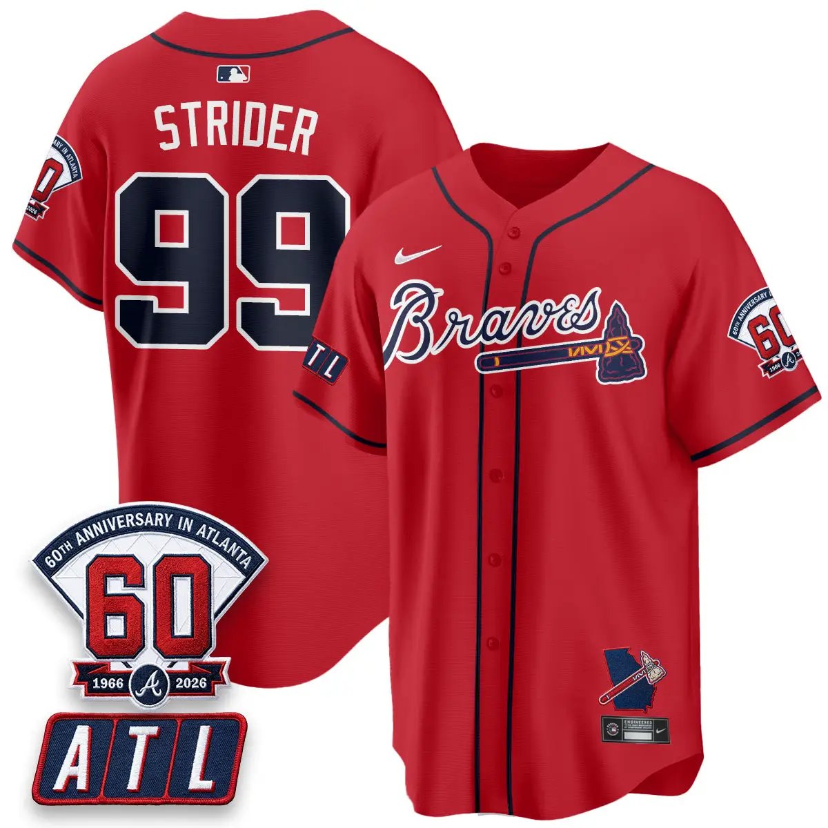 ATL 2026 60th Anniversary Vapor Limited Jersey - All Stitched by Atlanta Braves