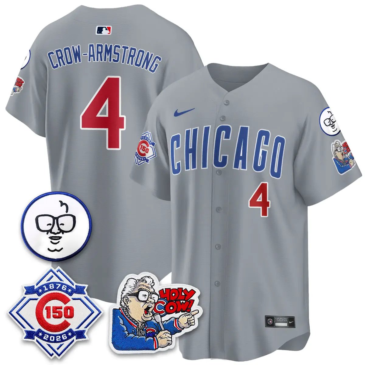 Chicago Cubs 150th Anniversary Harry Caray Holy Cow Vapor Premier Limited Jersey - All Stitched V2 by Chicago Cubs