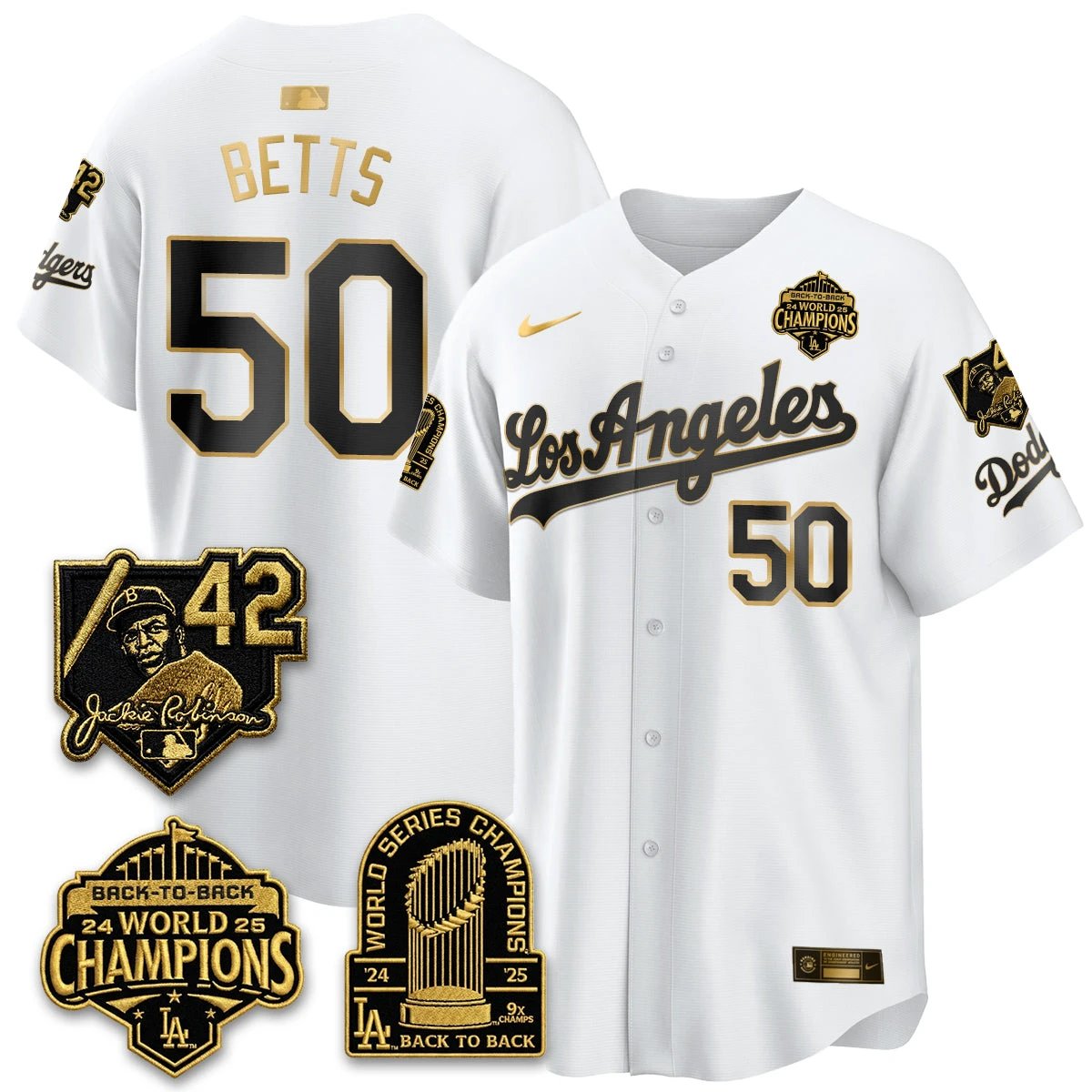 Los Angeles Dodgers 2026 New Era Gold Collection Vapor Limited Jersey - B2B Champs - All Stitched by Los Angeles Dodgers