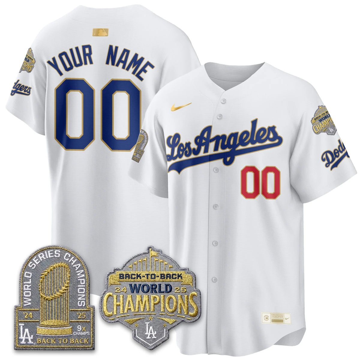 CUSTOM LAD Gold Collection Vapor Limited Jersey - 9x & B2B Champs - All Stitched by Los Angeles Dodgers