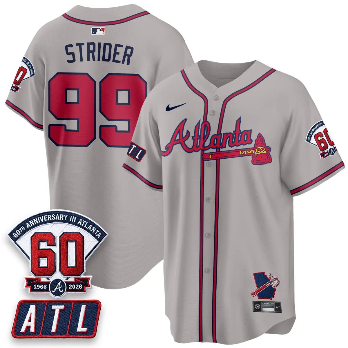 ATL 2026 60th Anniversary Vapor City Connect Limited Jersey - All Stitched by Atlanta Braves
