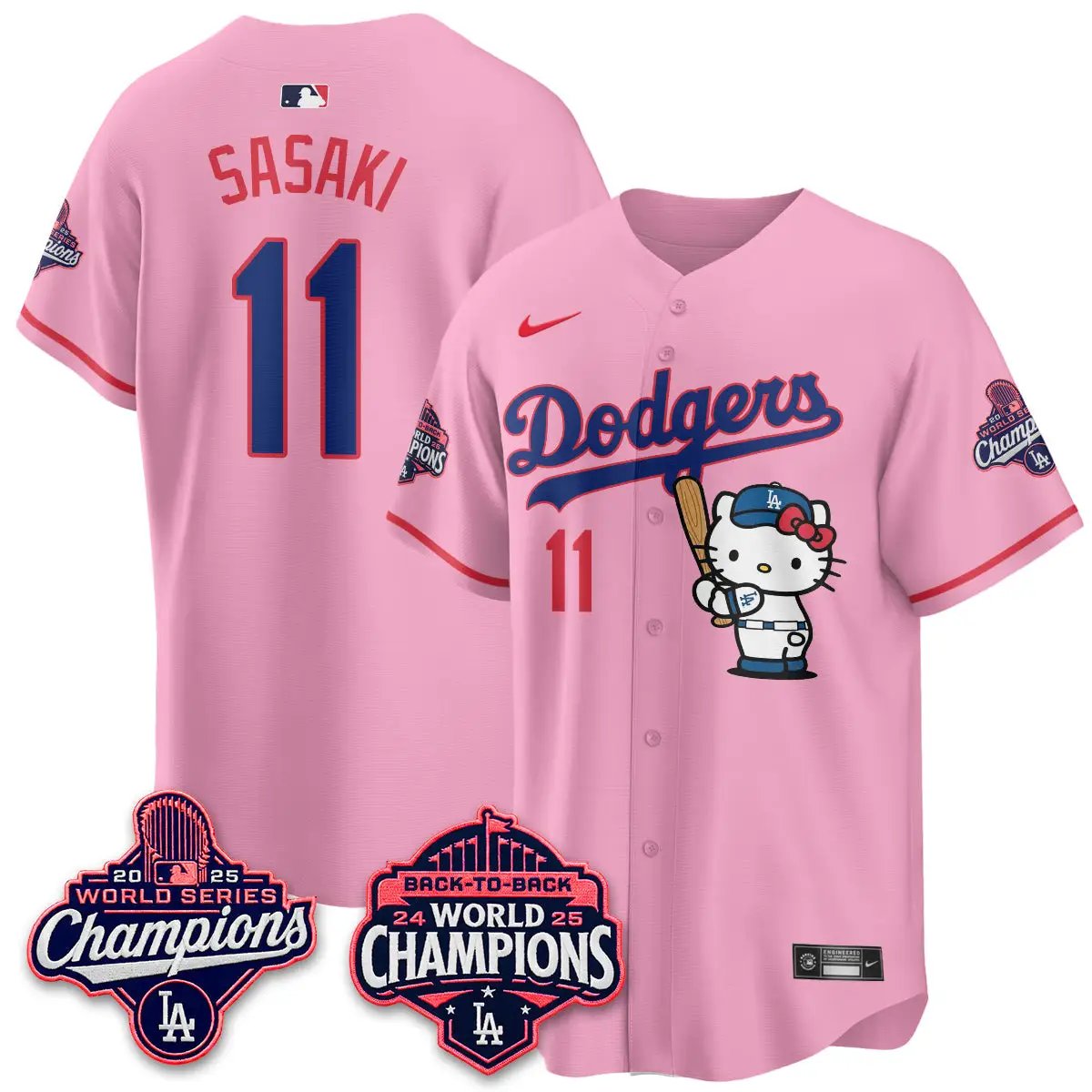 LAD x Hello Kitty Night 2026 Vapor White Jersey - All Stitched by Los Angeles Dodgers