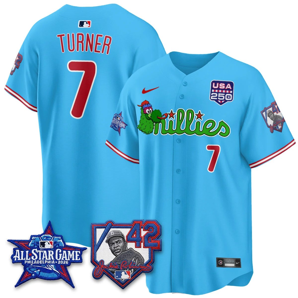 Philadelphia Phillies Phanatic 2026 New Era & 250th USA Vapor Limited Jersey - All Star Game - All Stitched by Philadelphia Phillies
