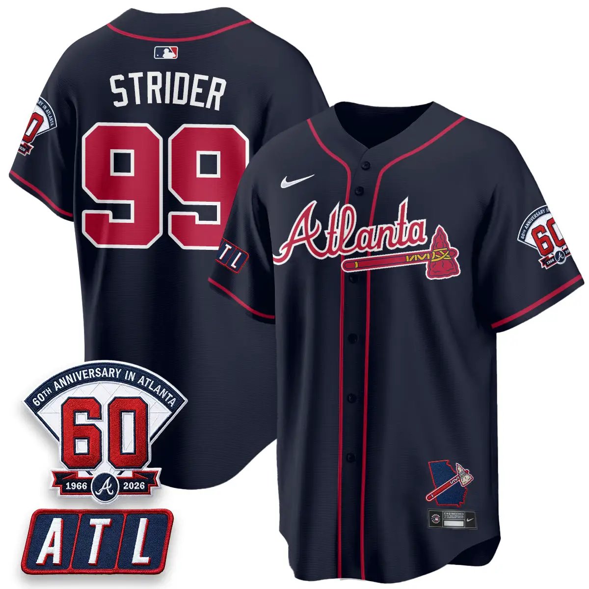 ATL 2026 60th Anniversary Vapor City Connect Limited Jersey - All Stitched by Atlanta Braves