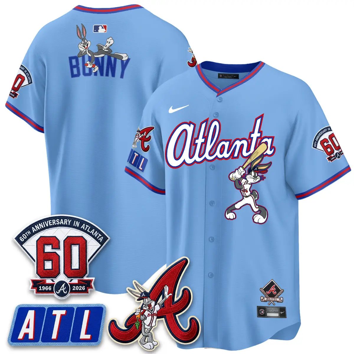 ATL x Bunny Vapor Premier Limited Jersey - Stitched by Atlanta Braves