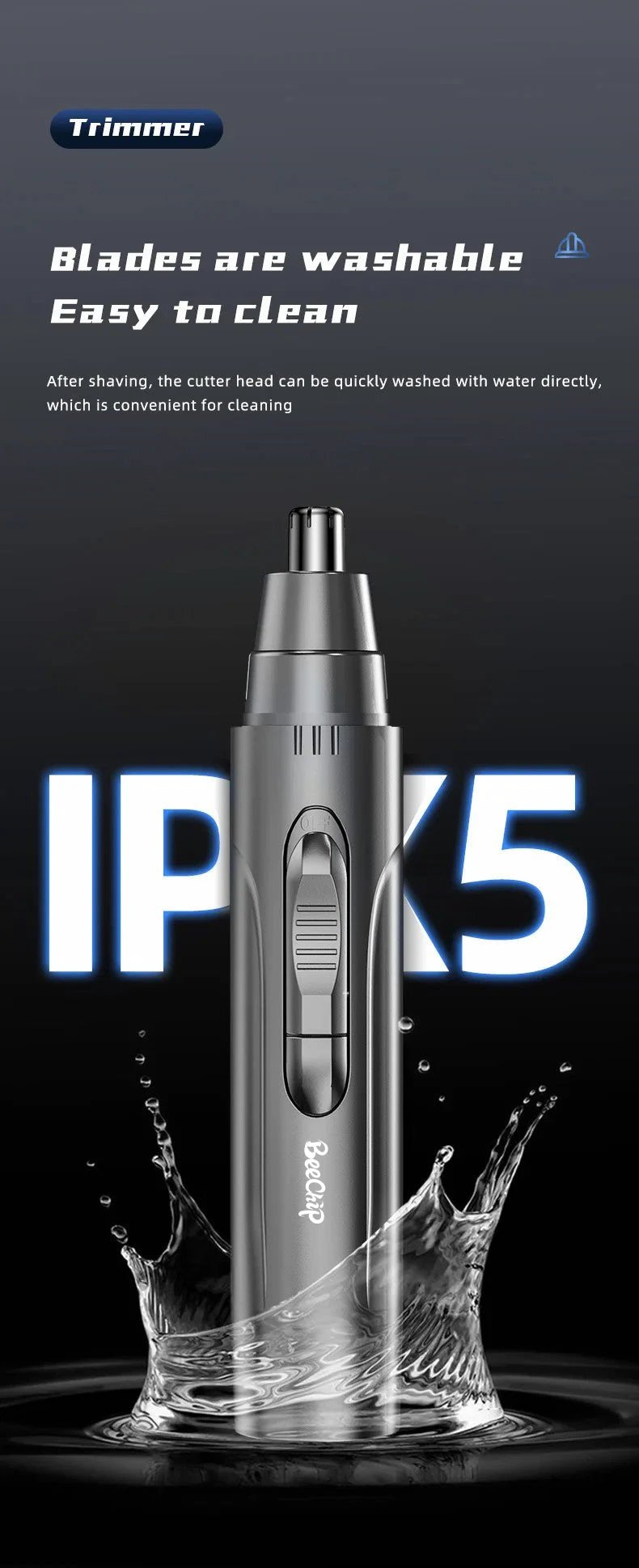 Rechargeable Nose & Ear Hair Trimmer for Men and Women – Pain-Free Precision Grooming Tool by BowLift