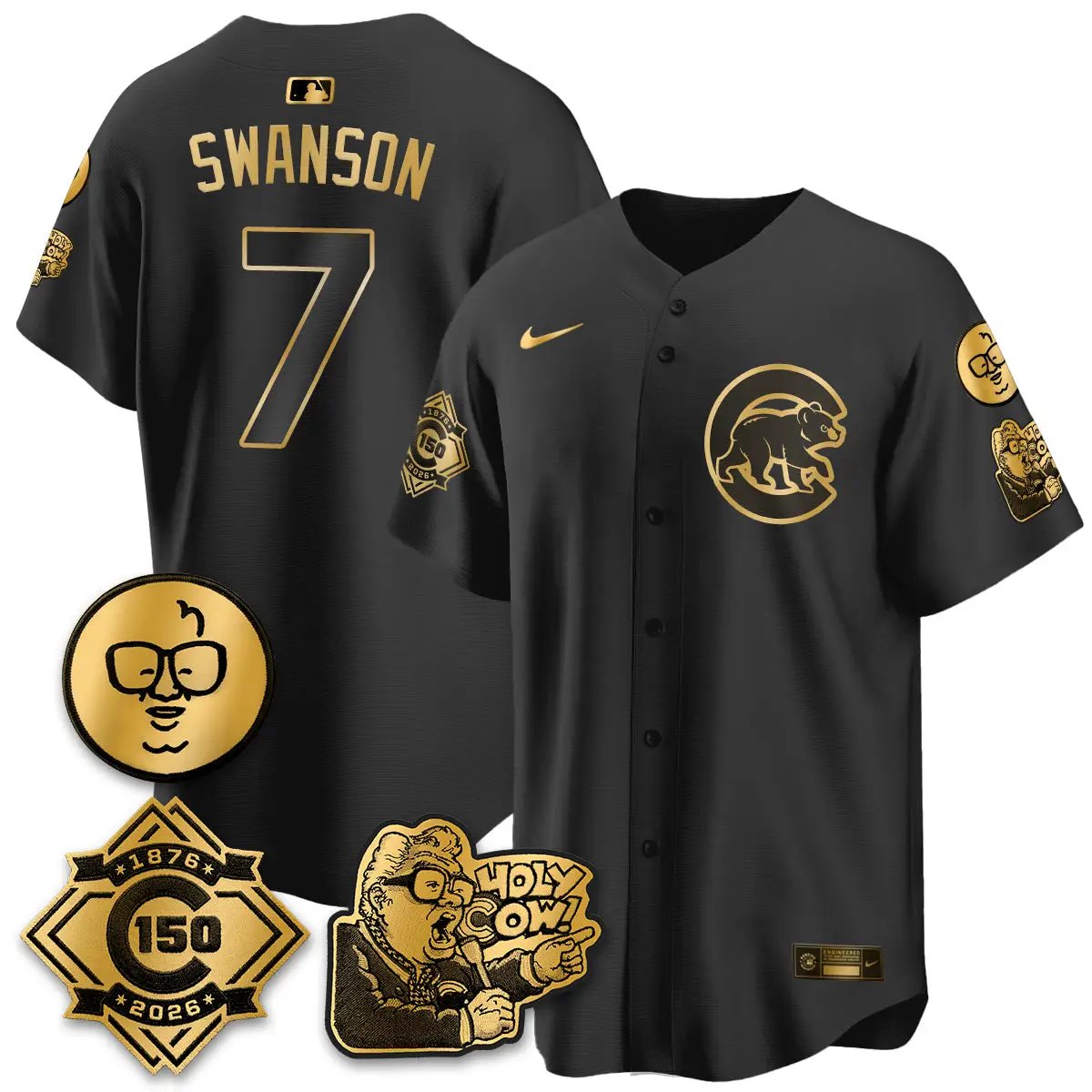 CHC 150th Anniversary Harry Caray Holy Cow Vapor Premier Limited Jersey - All Stitched V3 by Chicago Cubs
