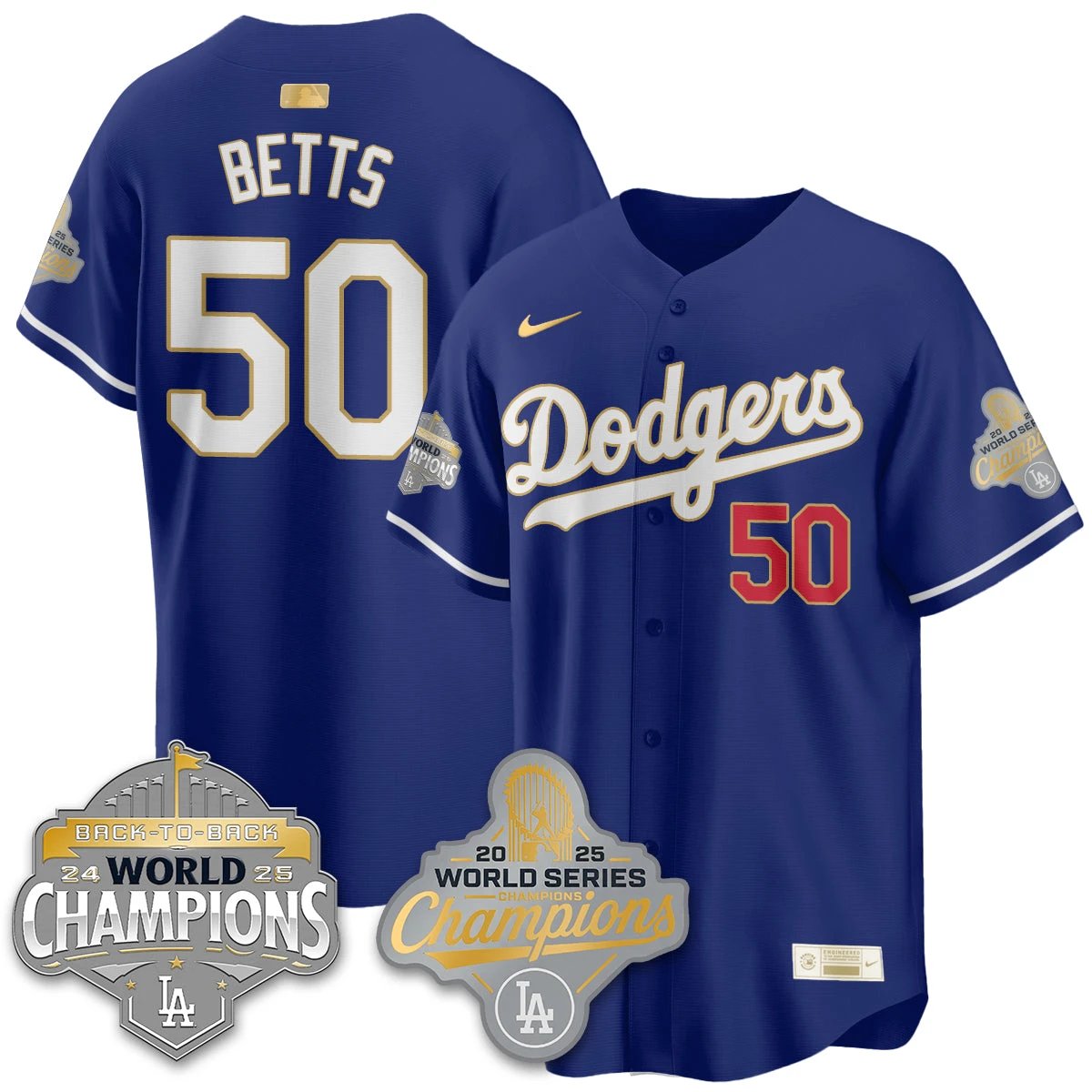 LAD Gold Collection Stadium Vapor Limited Jersey - B2B Champs - All Stitched by Dodgers