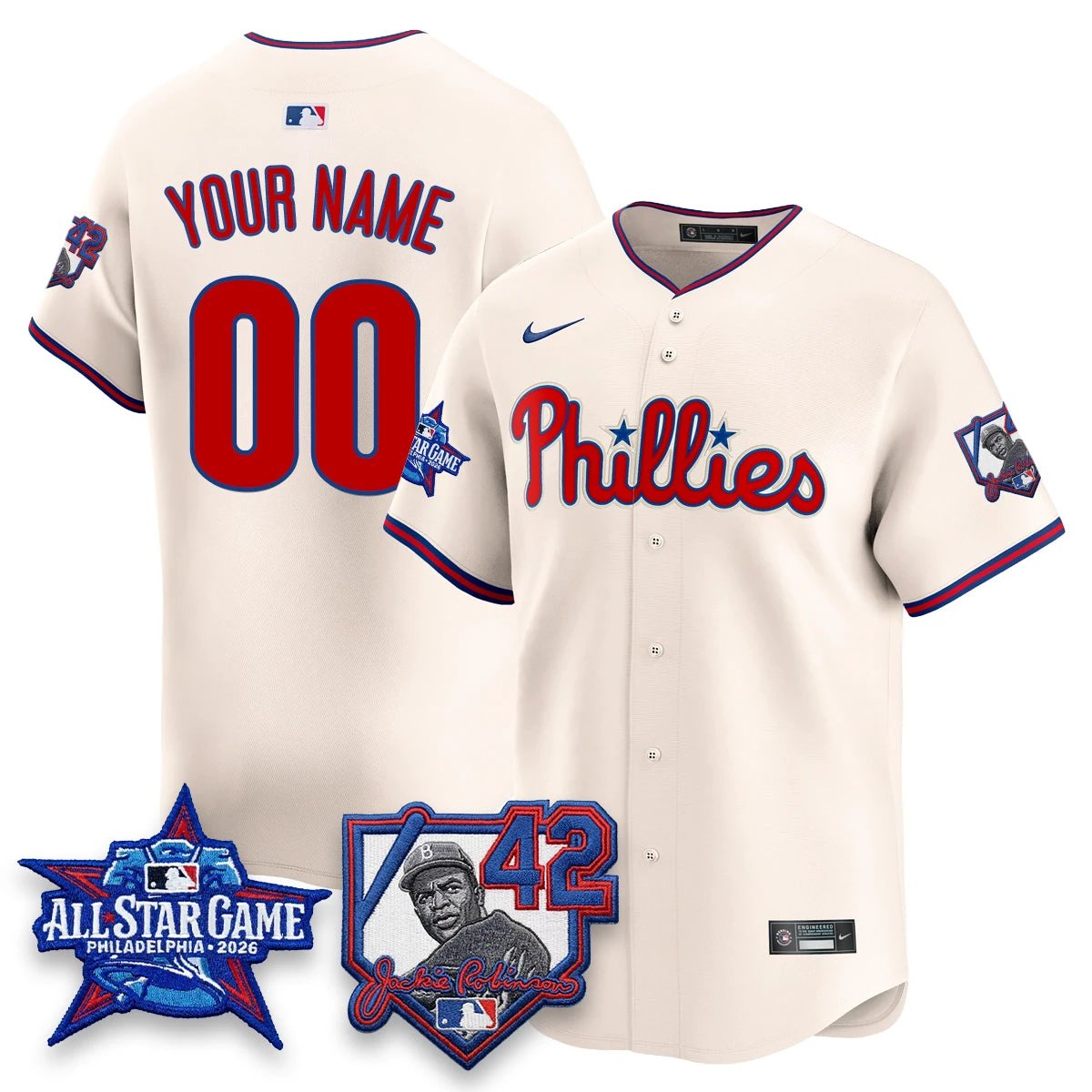 Philadelphia Phillies 2026 Jackie Robinson New Era - All Star Game Vapor Limited Custom Jersey - All Stitched by Philadelphia Phillies