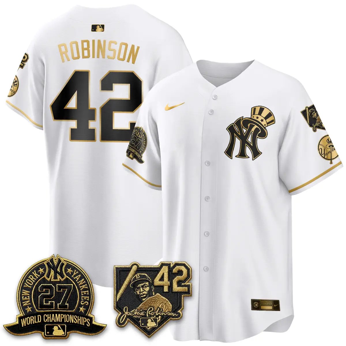 New York Yankees 2026 Jackie Robinson Day Vapor Limited Gold Edition Jersey - All Stitched - V2 by New York Yankees