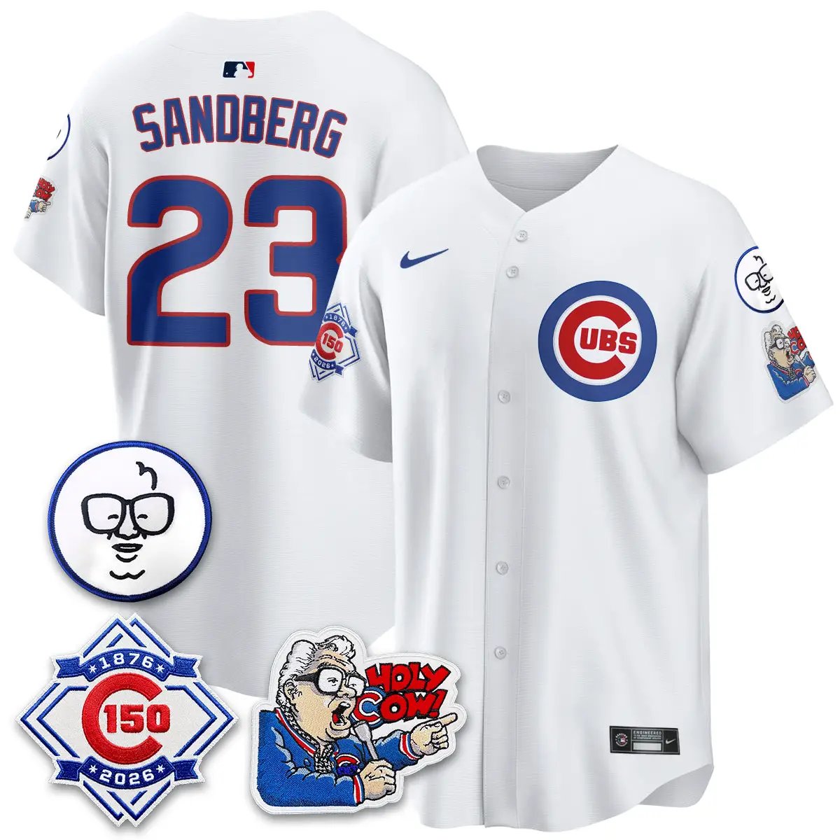 Chicago Cubs 150th Anniversary Harry Caray Holy Cow Vapor Premier Limited Jersey - All Stitched V2 by Chicago Cubs